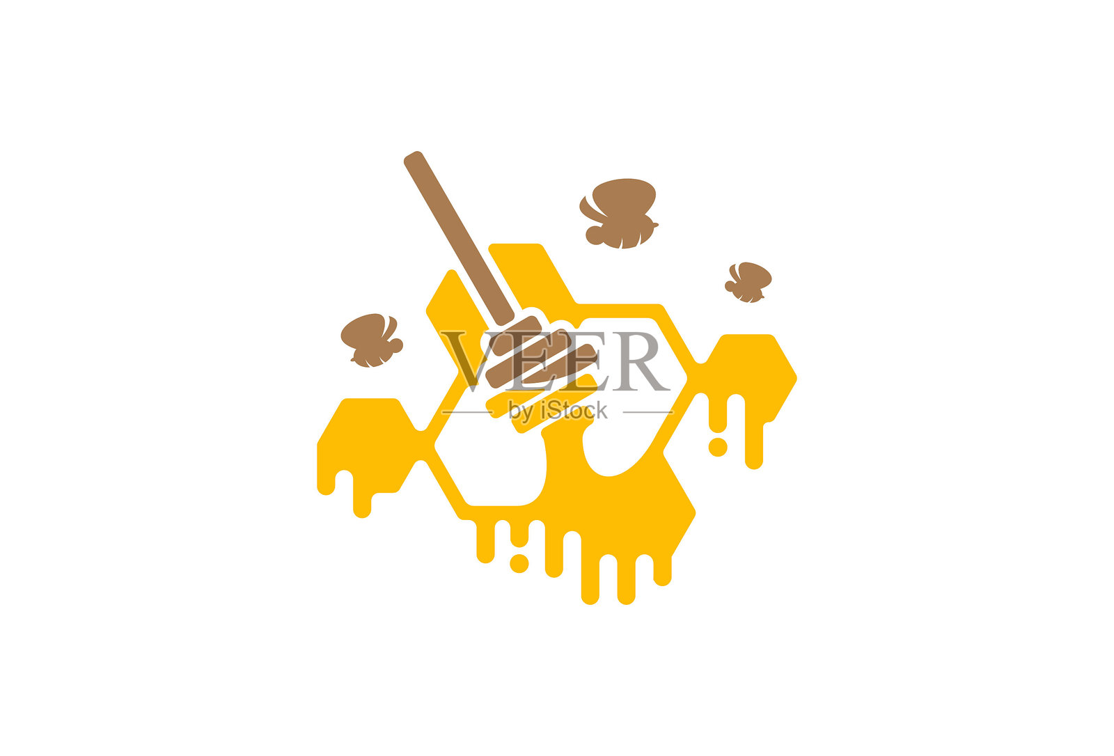 蜂巢与蜜蜂的标志设计插画图片素材