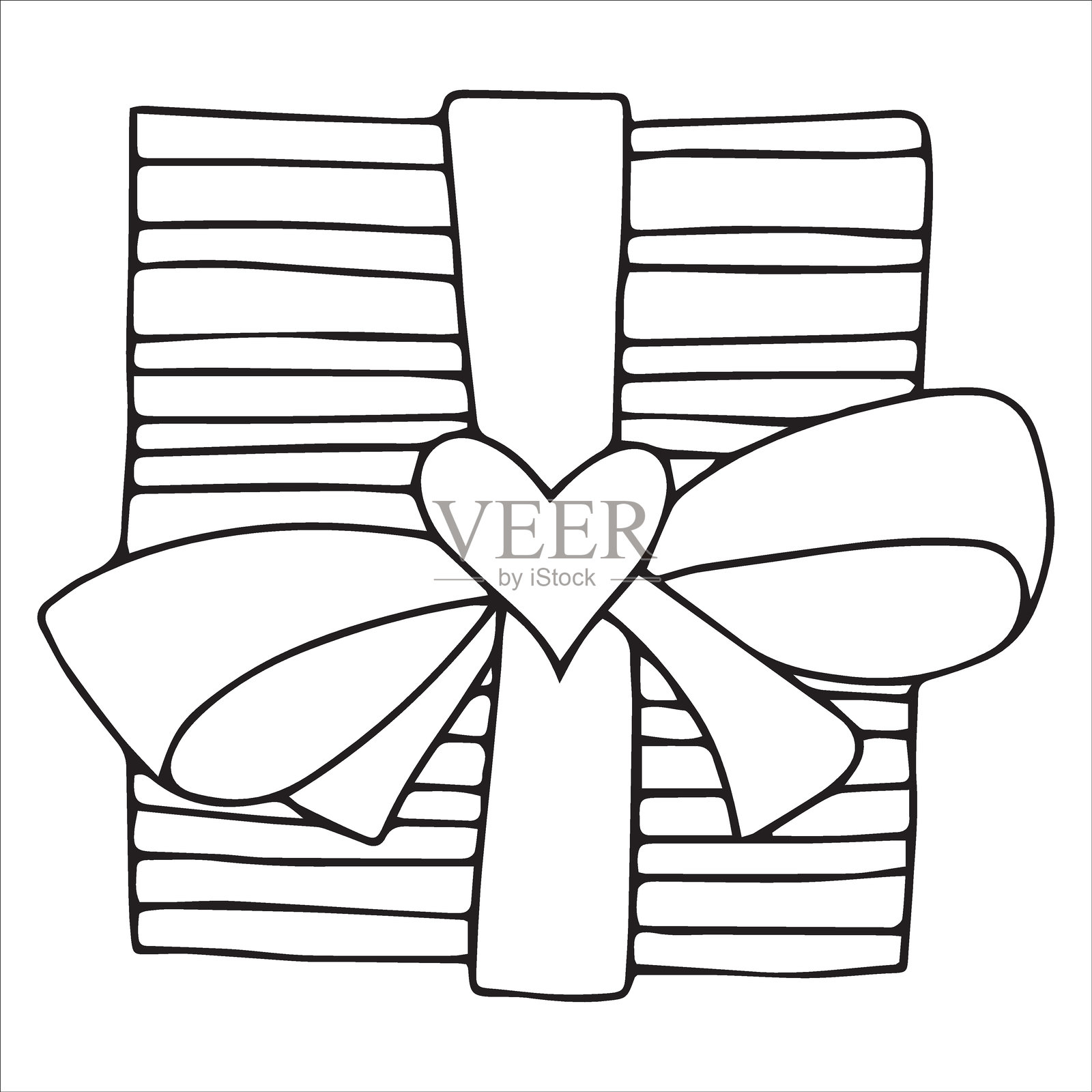 涂色书。圣诞节矢量插图。可爱的圣诞礼物。涂鸦风格。插画图片素材