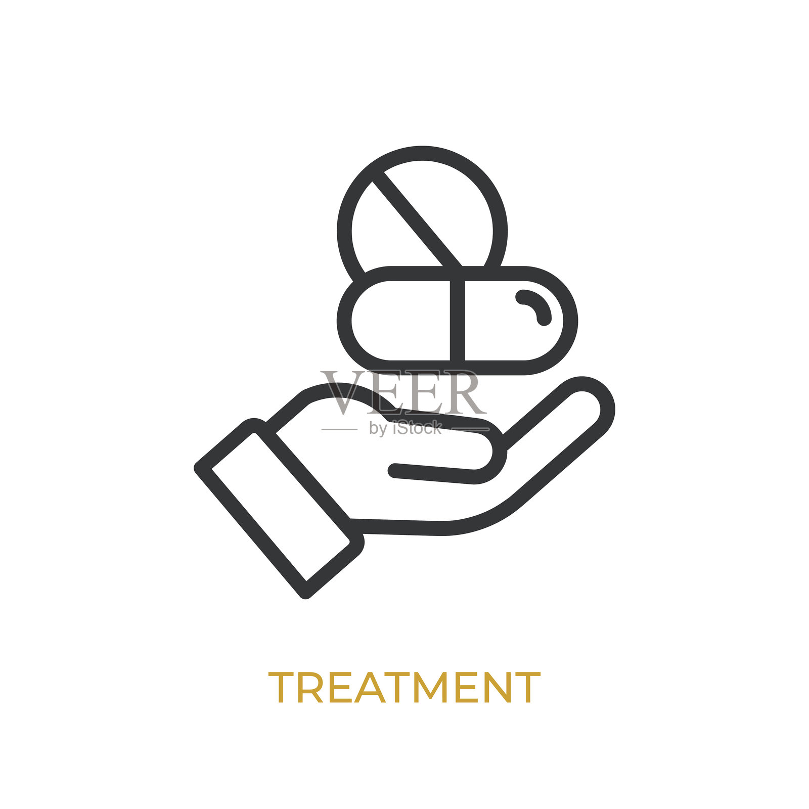 治疗图标线条图标。简约、像素完美且现代风格的细线图标,可广泛应用。插画图片素材