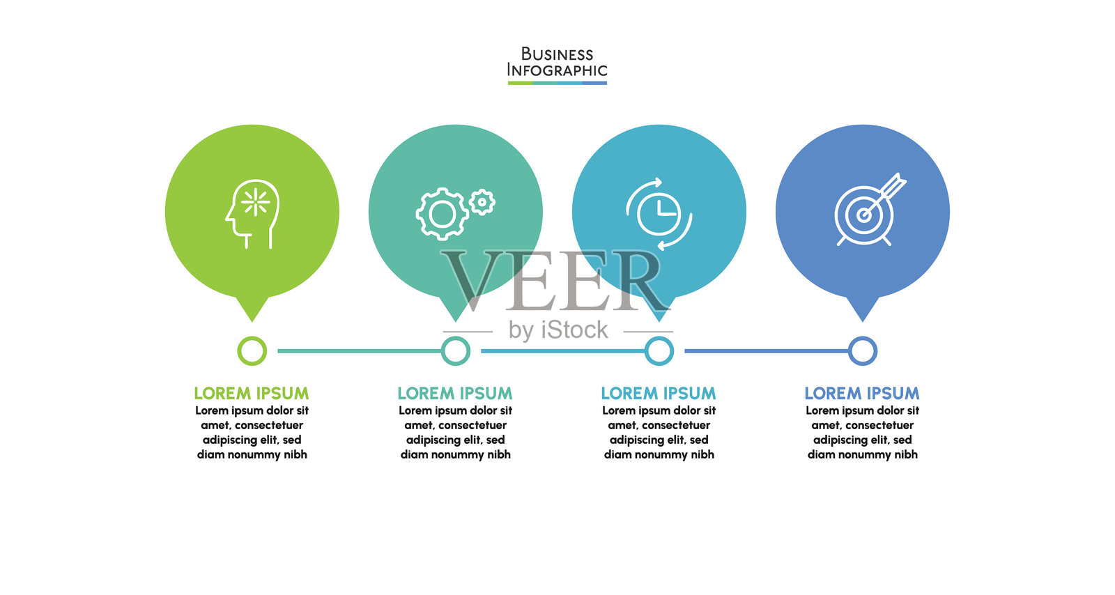 商业数据可视化。为抽象背景模板设计的时间线信息图标插画图片素材