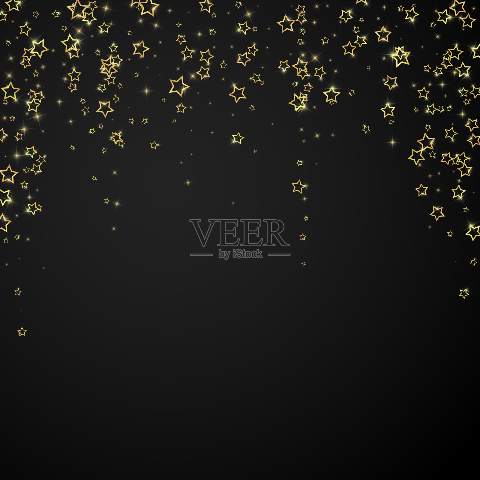 星星闪烁,随机散落,飞舞着。插画图片素材