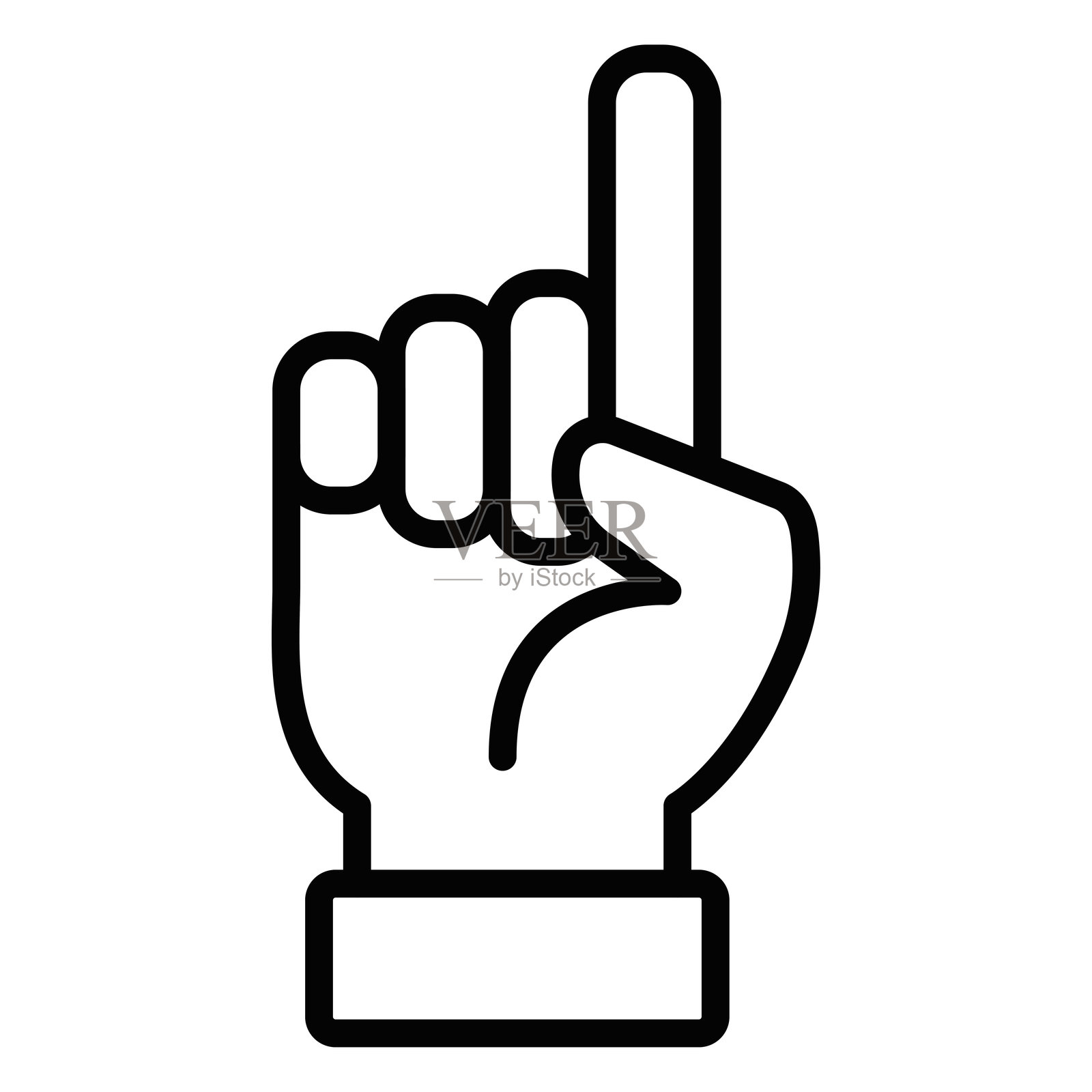 指向手的轮廓图标。可编辑的线条。插画图片素材