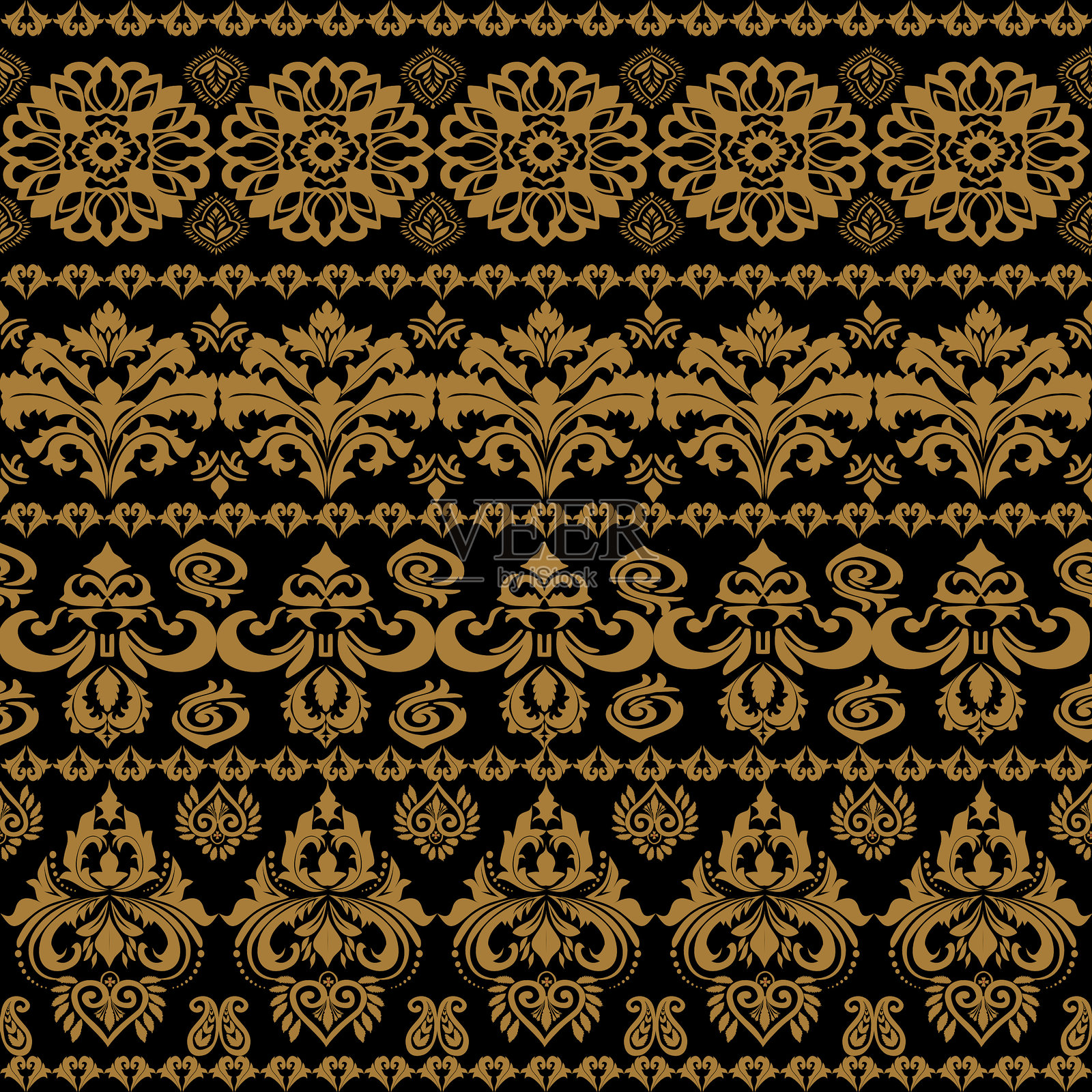 金色复古大马士革图案系列照片摄影图片