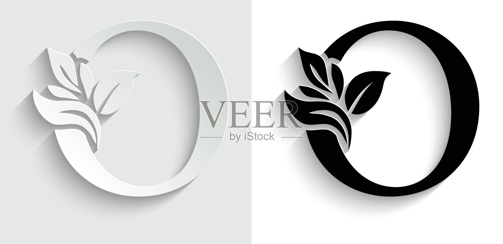 字母O。花卉字母。复古装饰字母表首字母。标志矢量图。插画图片素材