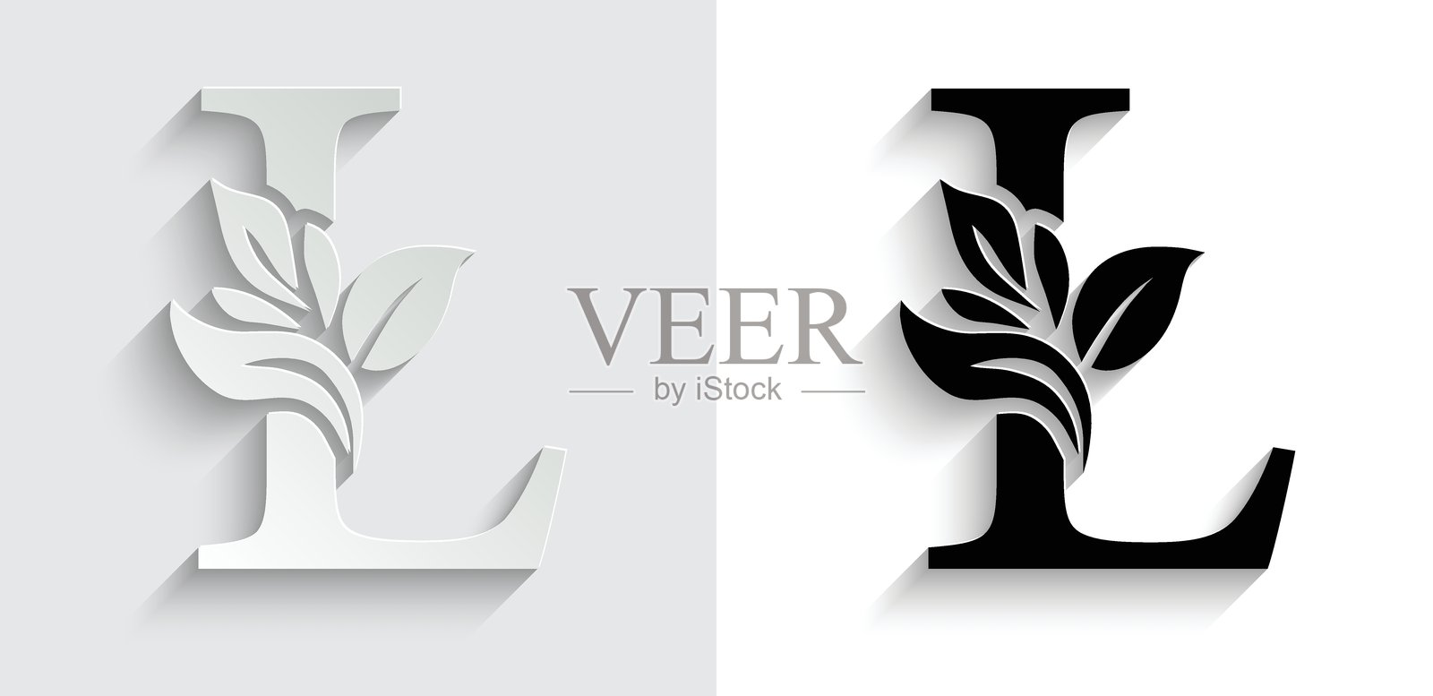 字母L。花卉字母。复古装饰首字母字母表。标志矢量图。插画图片素材