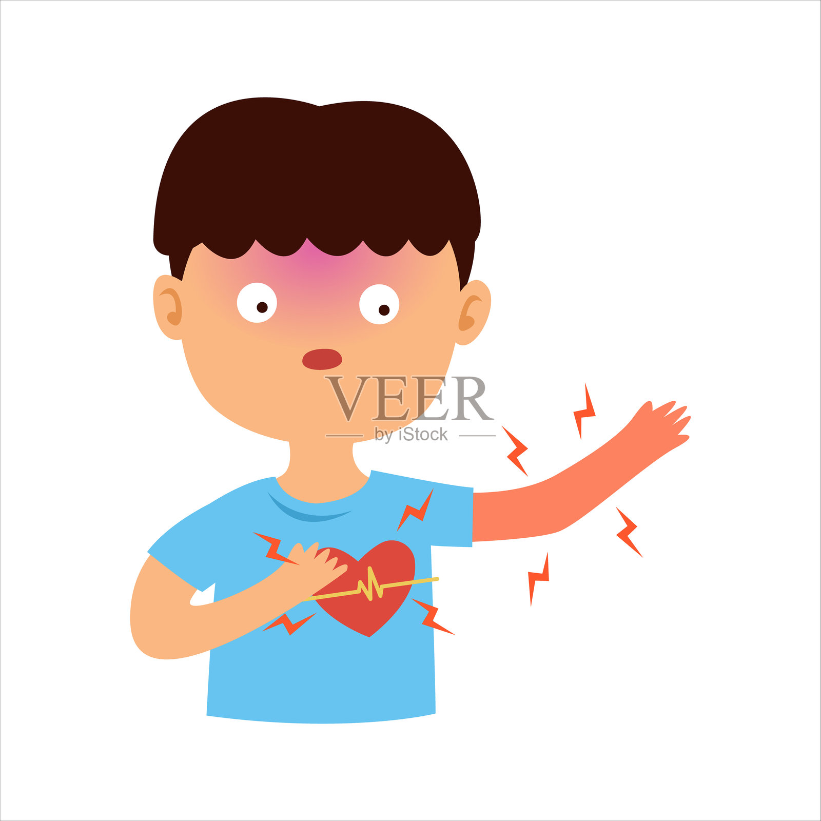 心脏病发作的紧急症状插画图片素材