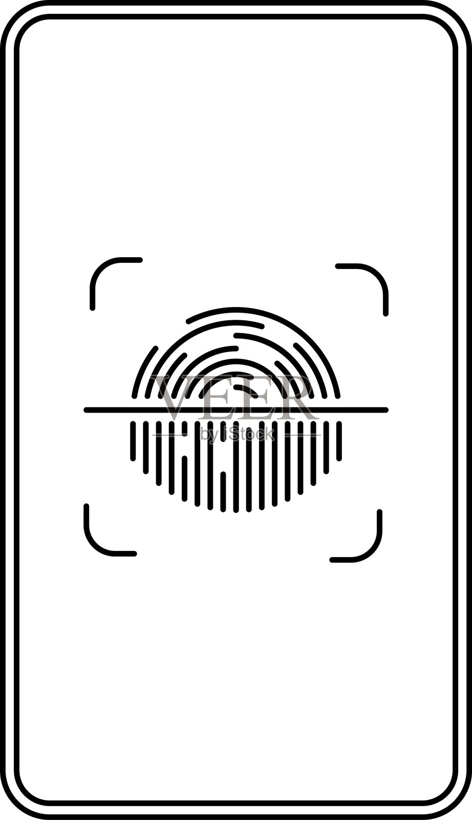 生物识别身份图标。指纹识别线条矢量符号。插画图片素材