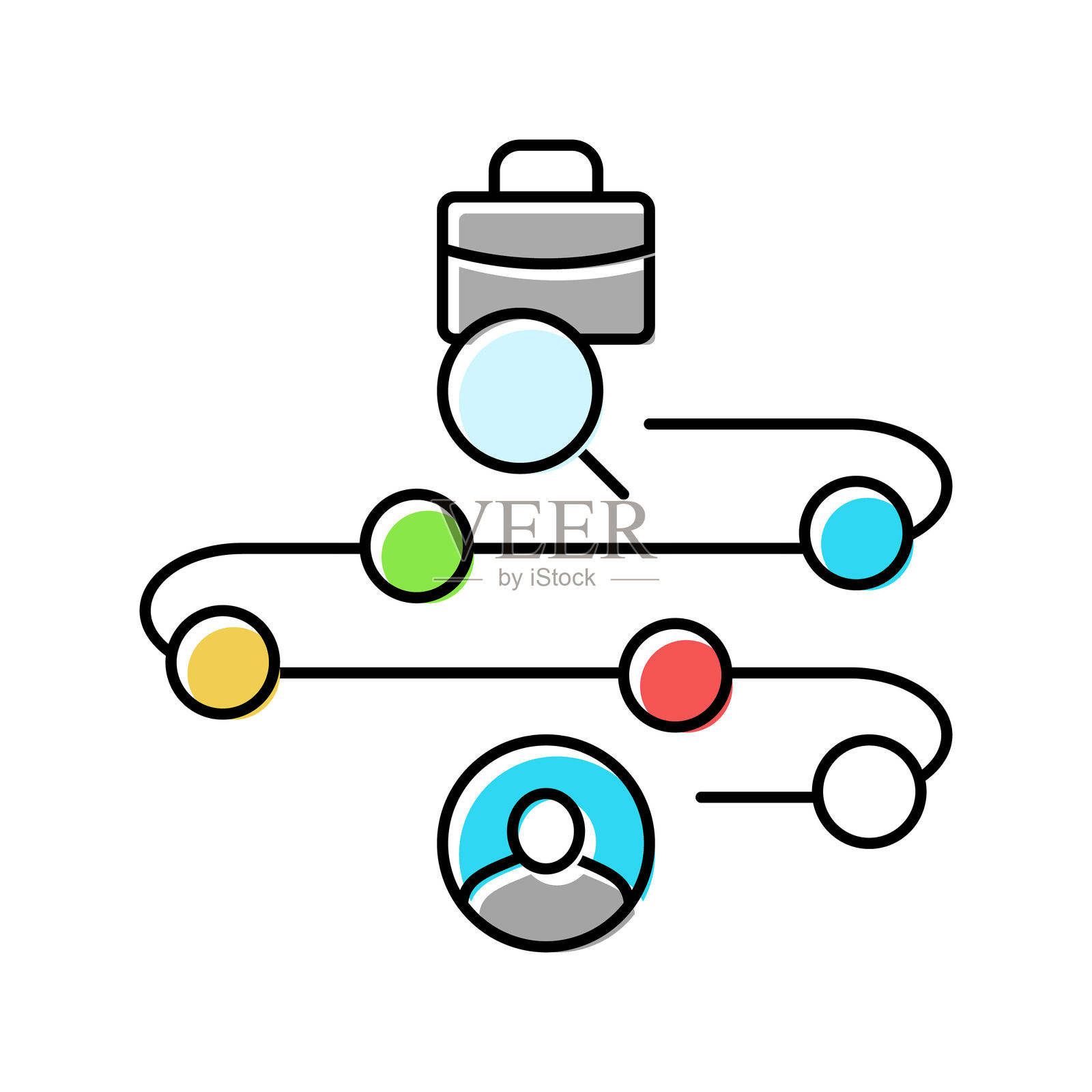 招聘业务工作职位彩色图标矢量插图插画图片素材