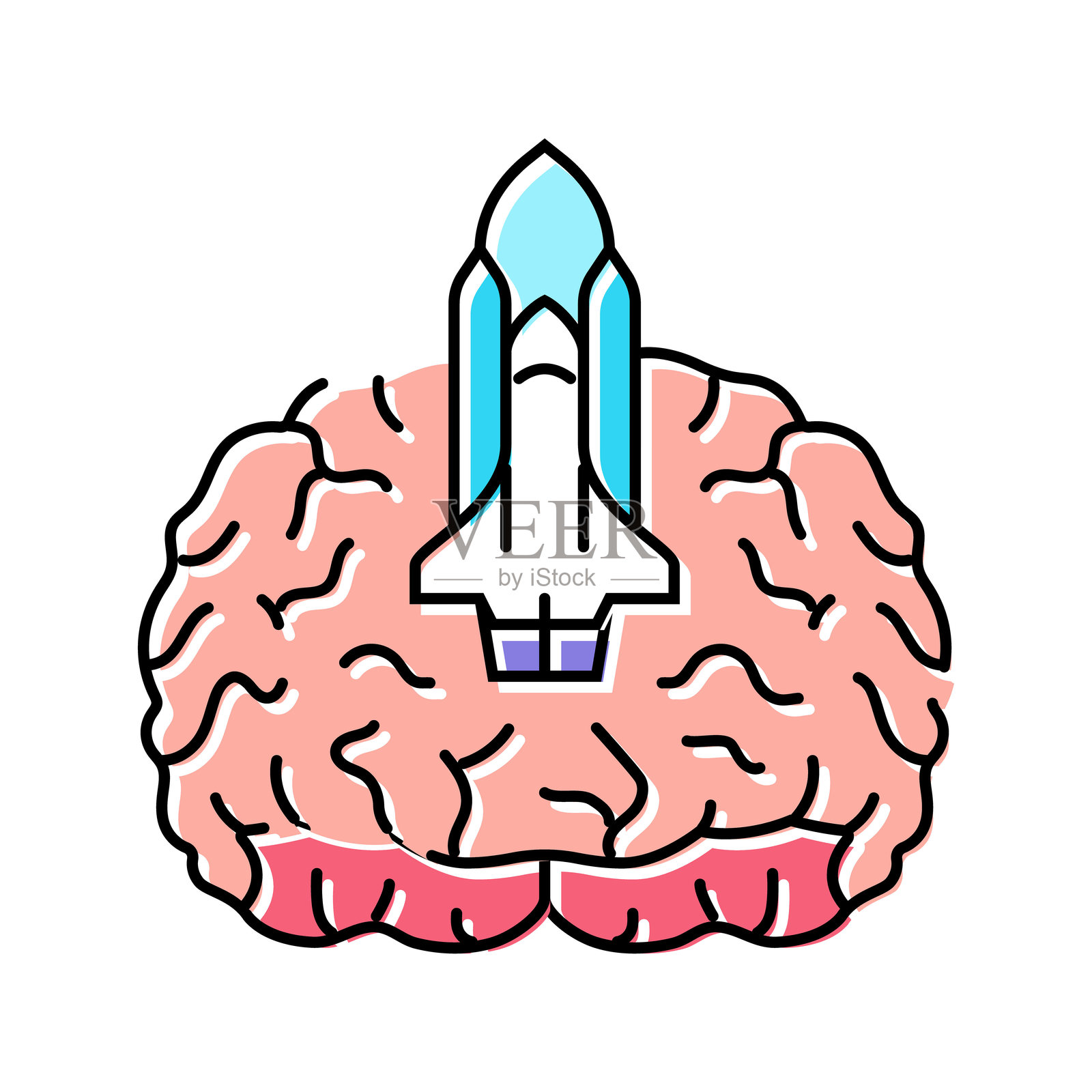 火箭头脑风暴彩色图标矢量插图插画图片素材