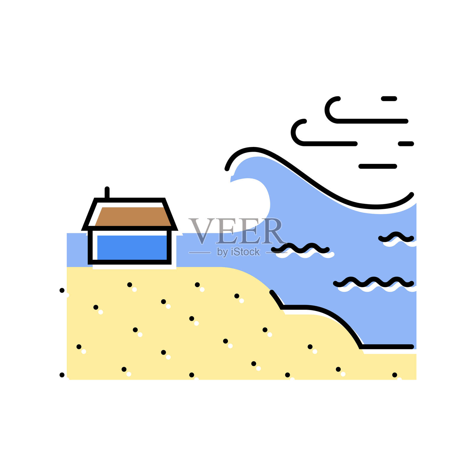 热带风暴飓风灾害彩色图标插图插画图片素材