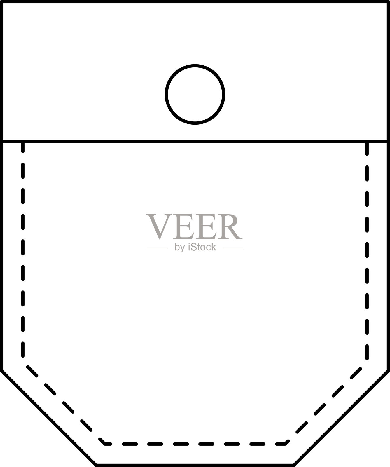 衣物的贴袋图标。孤立的线条矢量插图。插画图片素材