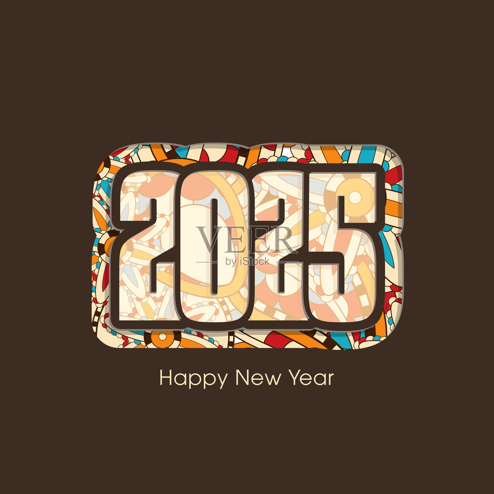 2025年新年快乐文本设计矢量图。插画图片素材