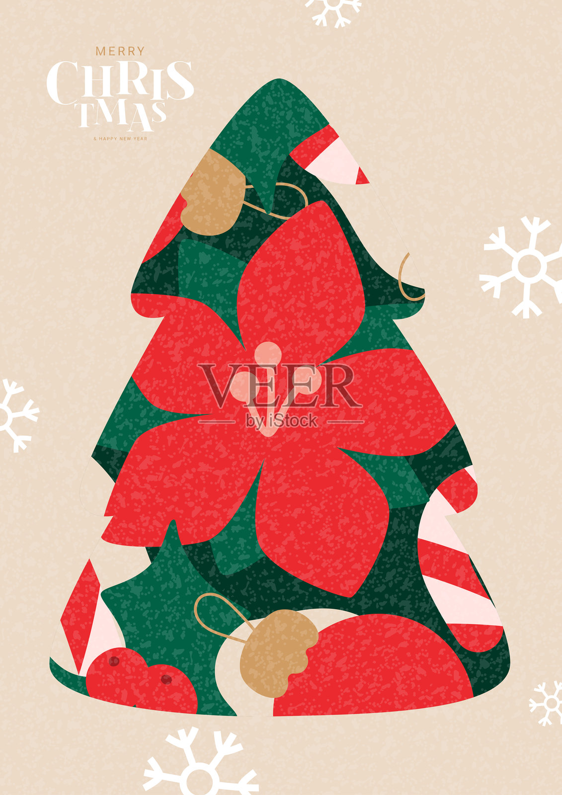 圣诞快乐和新年快乐的问候传单插画图片素材