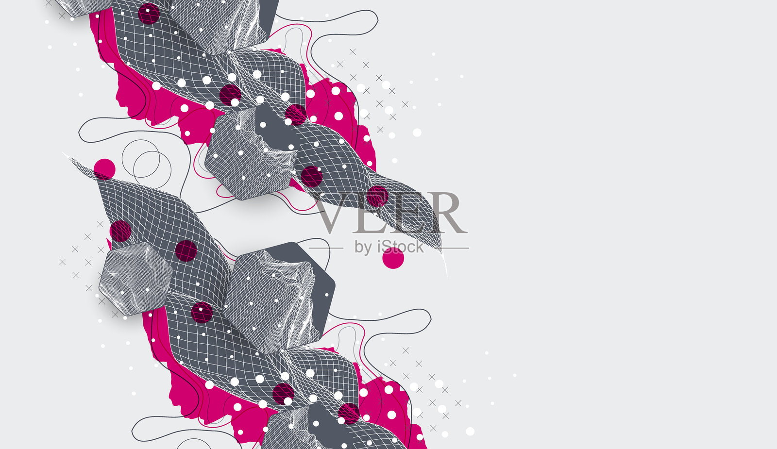 抽象艺术背景。现代科学或技术艺术元素。表面插图。手工制作的矢量图。插画图片素材