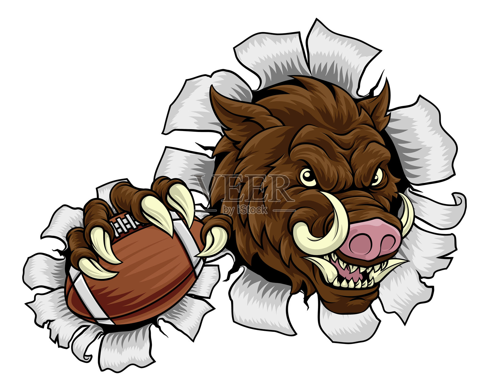 野猪 猪鬃野猪 战争猪 足球吉祥物插画图片素材