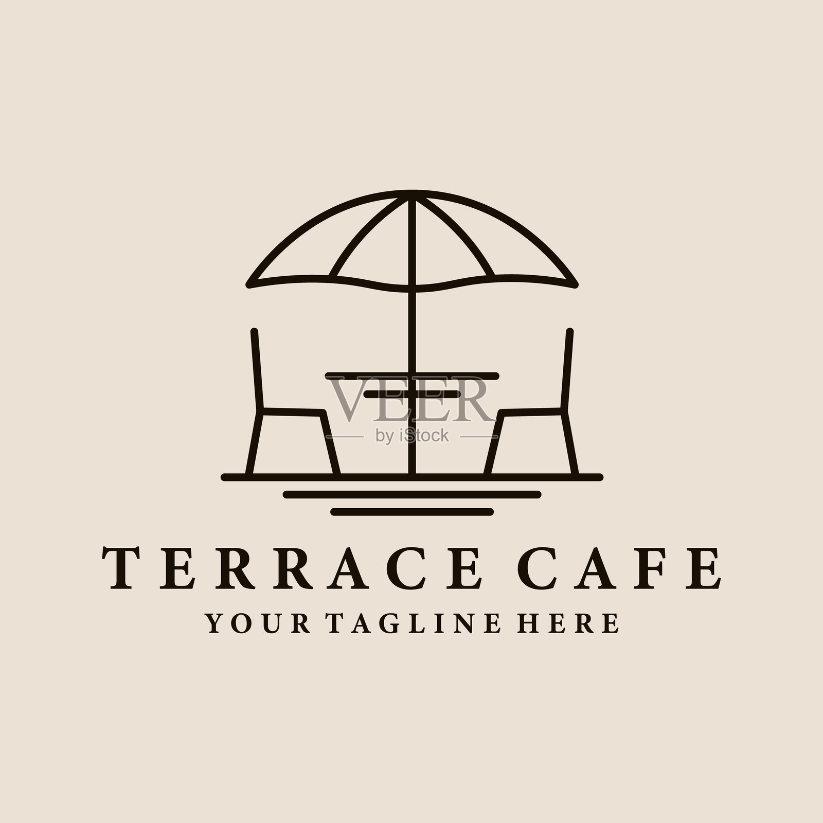 露台咖啡艺术标志、图标和符号,矢量插图设计插画图片素材