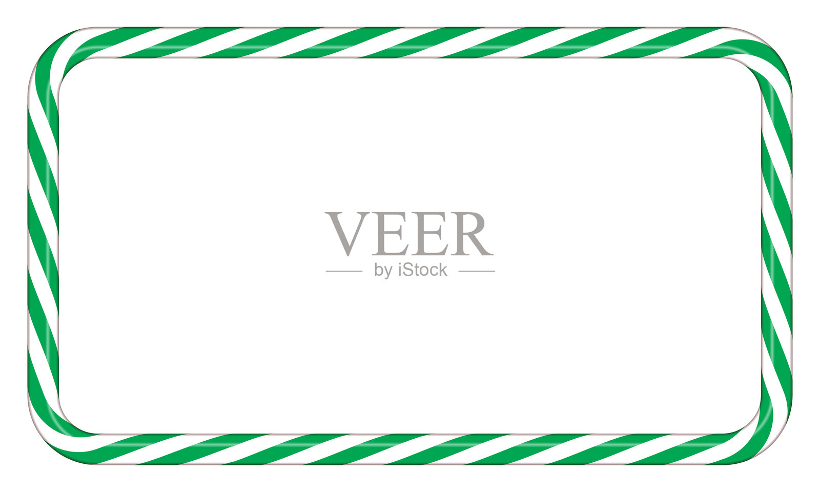 绿色和白色条纹的糖果手杖框架,边框带有条纹糖果棒图案。冬季装饰品插图。插画图片素材