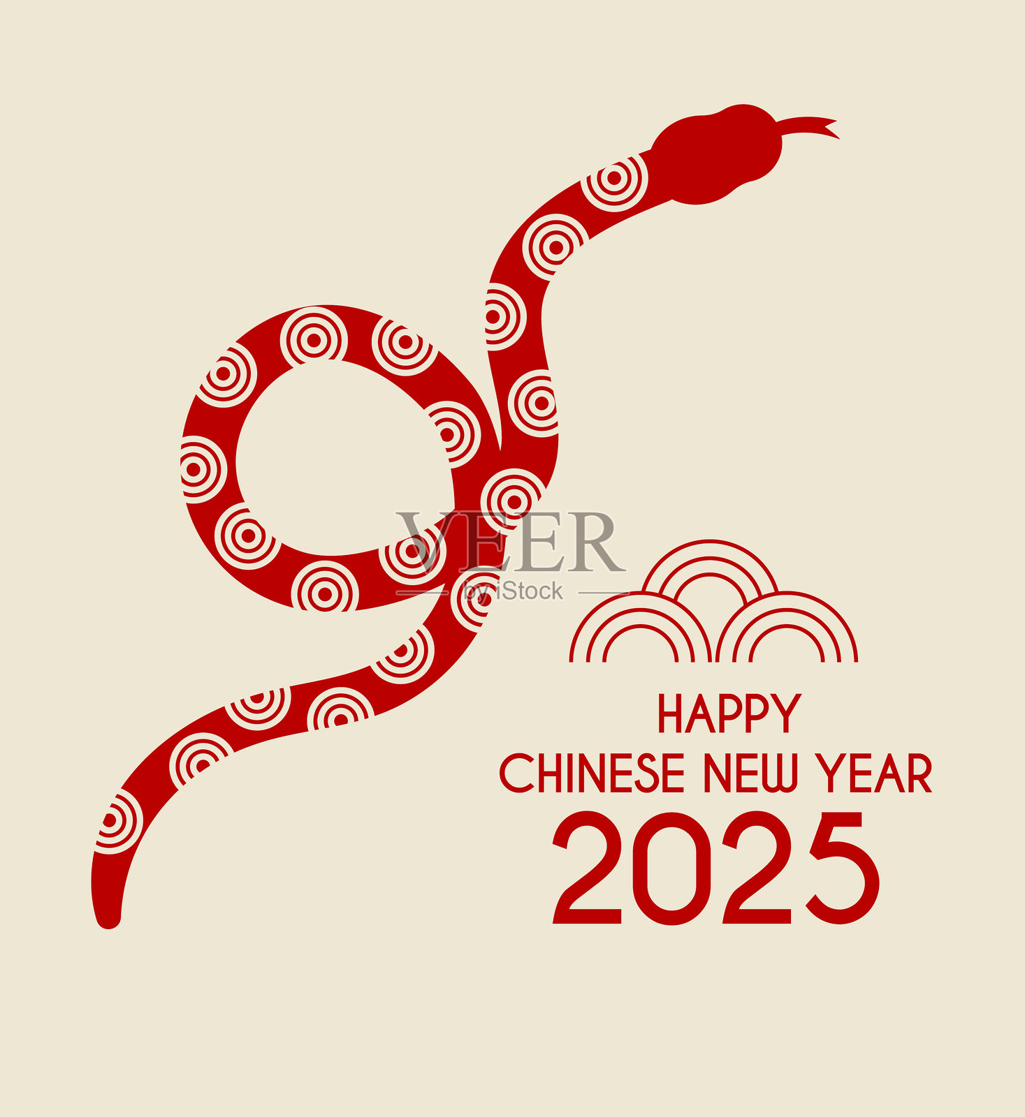 2025年快乐的中国新年。农历新年贺卡设计。矢量插图插画图片素材