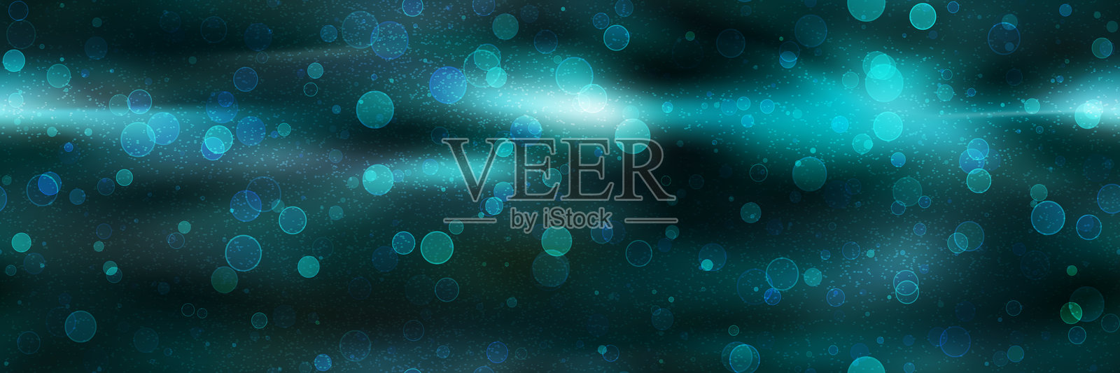 闪亮的青蓝色渐变无缝图案,带有散景效果插画图片素材