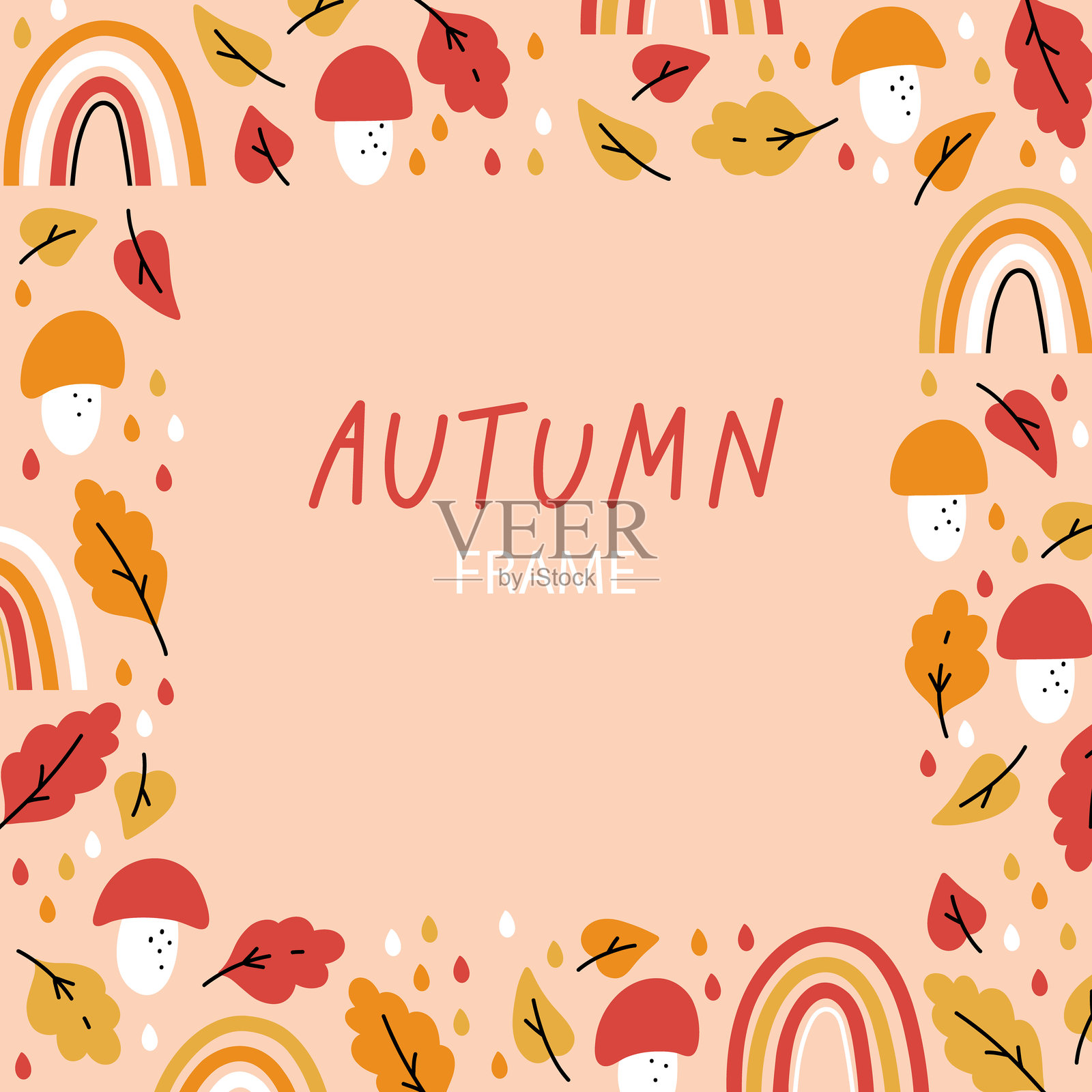 秋季元素的秋天框架插画图片素材