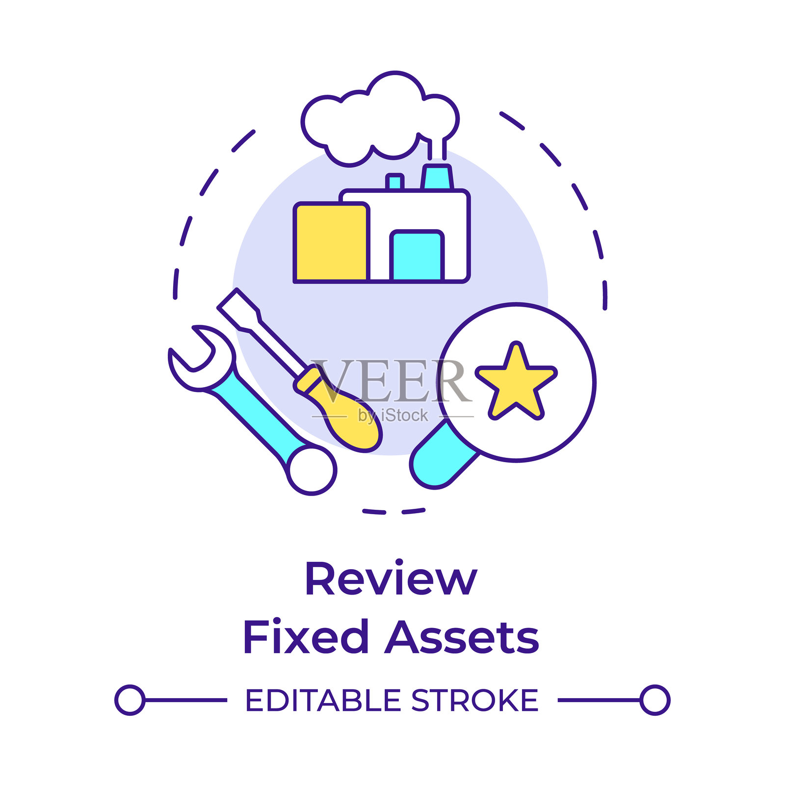 固定资产多色概念图标插画图片素材