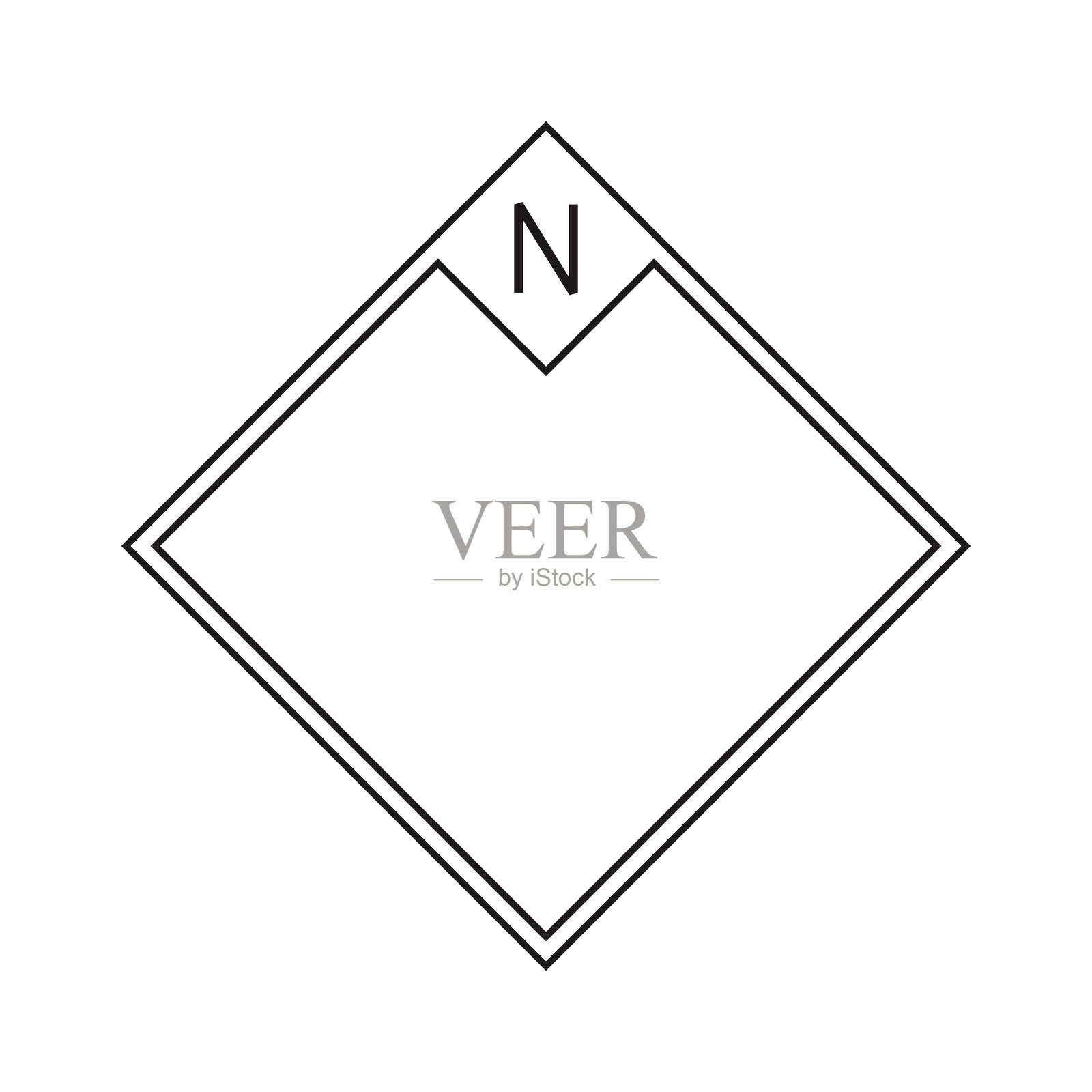 建筑北箭和指南针轮廓矢量图插画图片素材