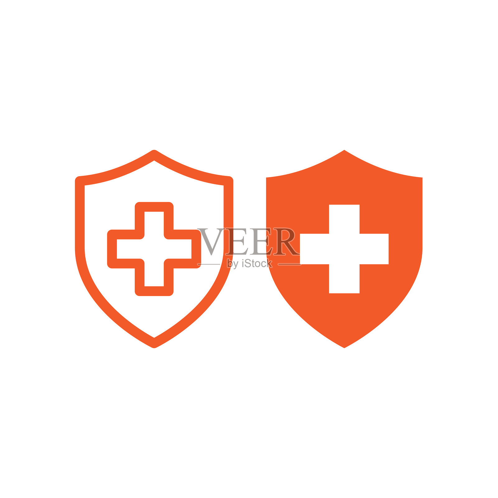 医疗十字与盾牌矢量图标插画图片素材