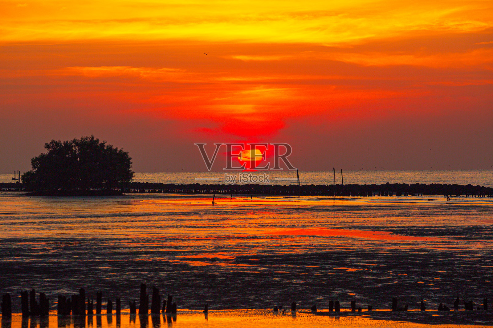 海上日出,泰国海滩的晨景照片摄影图片