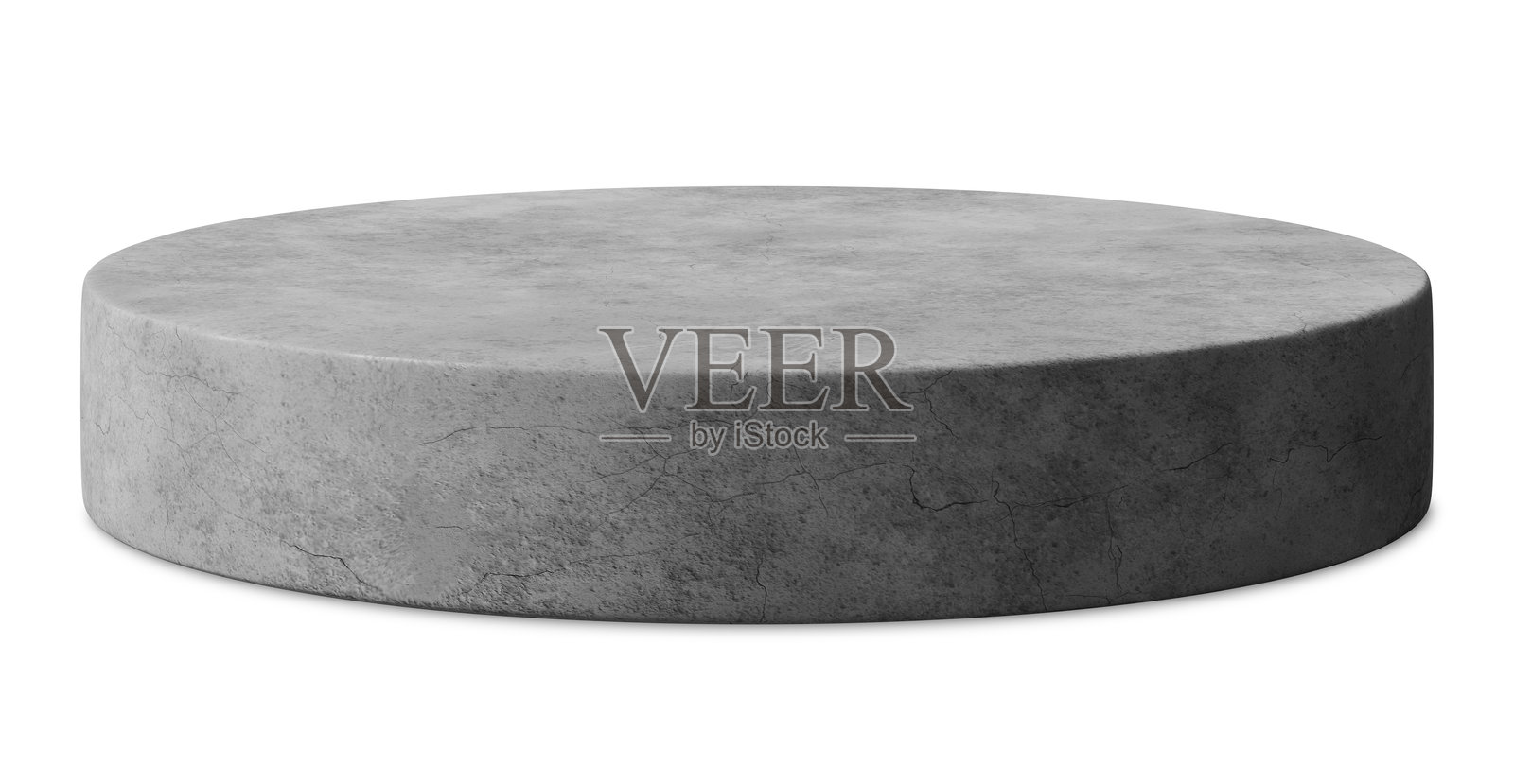 简约的混凝土讲台,孤立在白色背景上。正面视图。产品展示的模型。切割出的底座或平台。空旷的场景。广告和商品的舞台、展示架。3D渲染。照片摄影图片