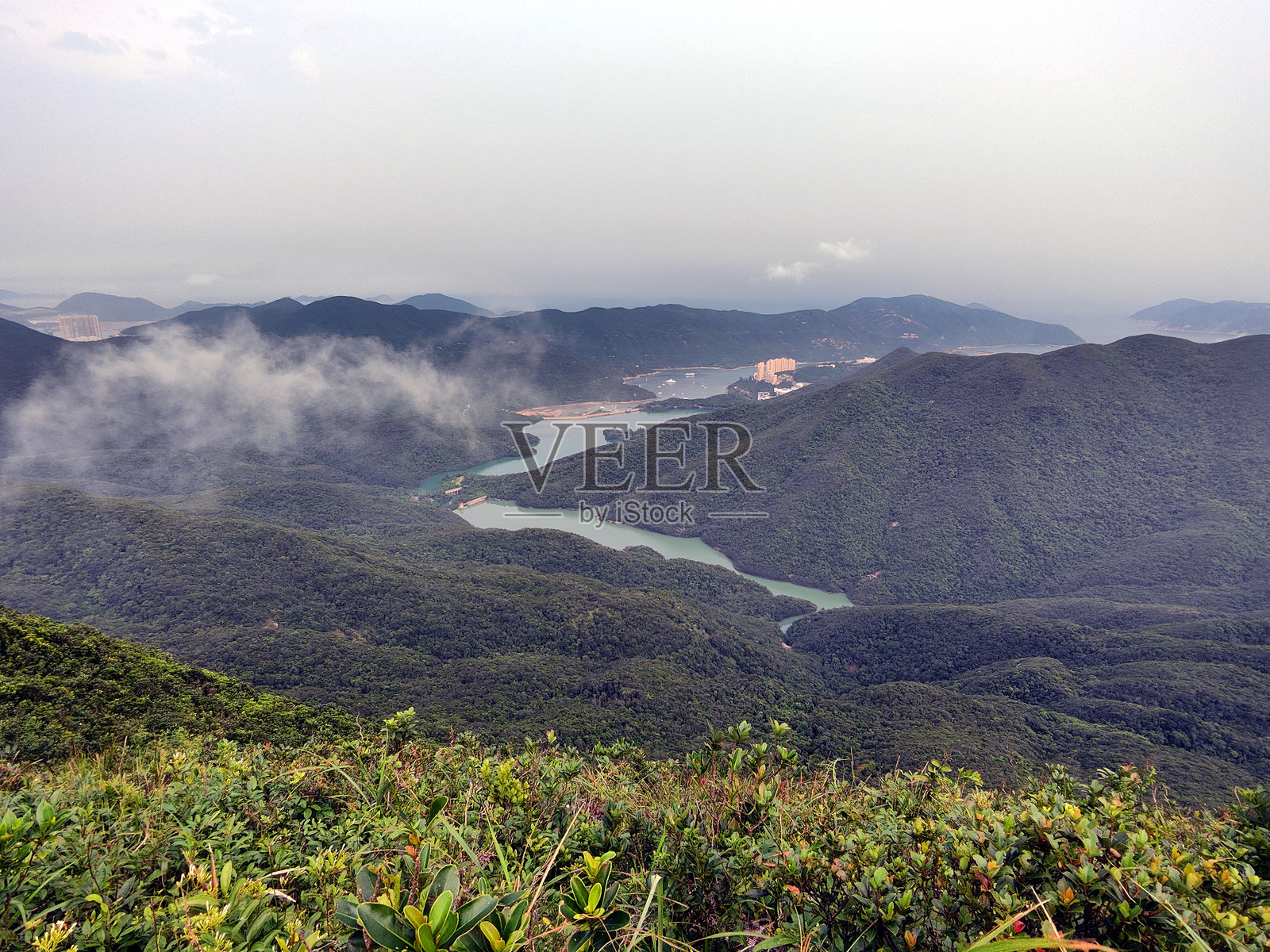 大潭篤水库全景,香港岛照片摄影图片
