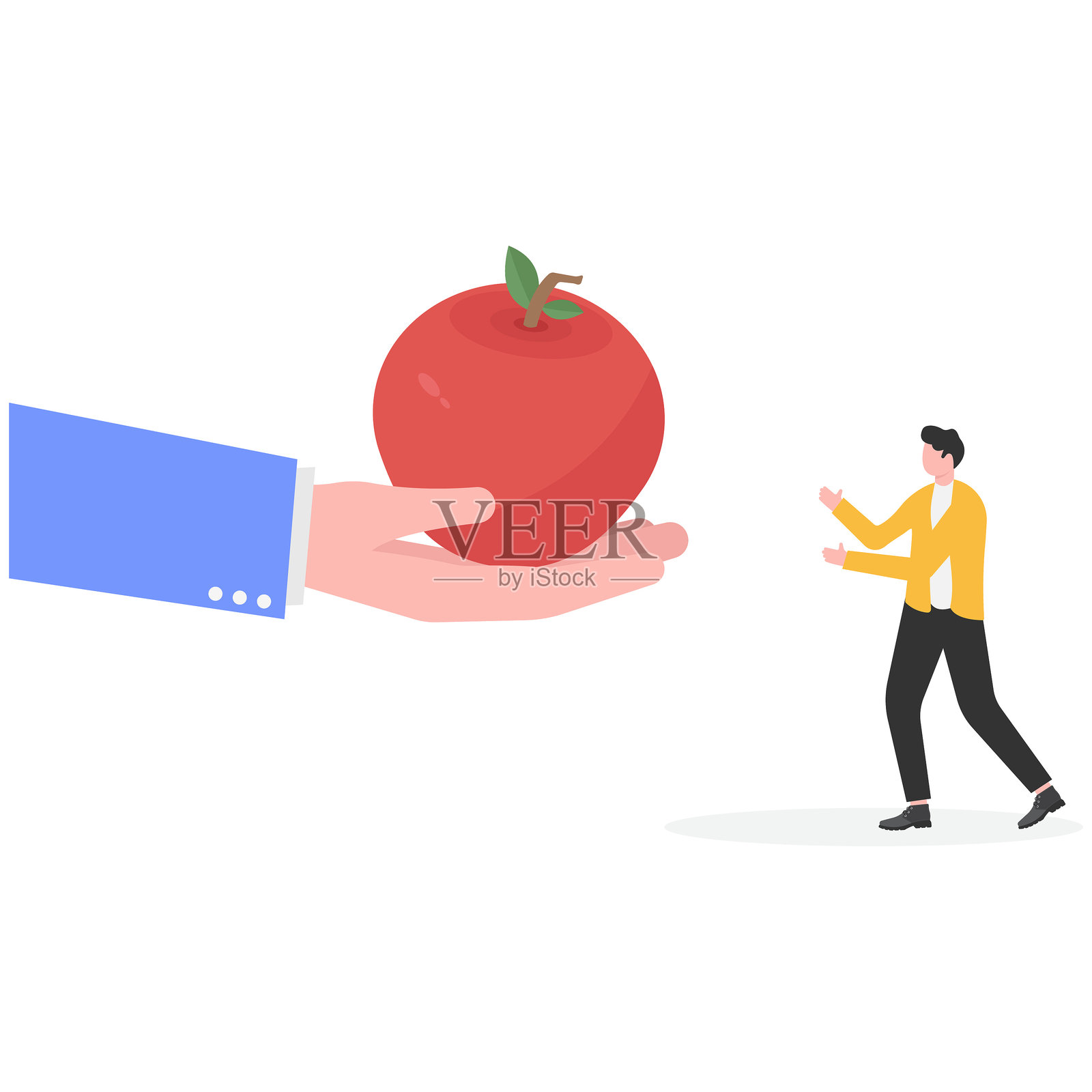 手中握着一个红苹果插画图片素材