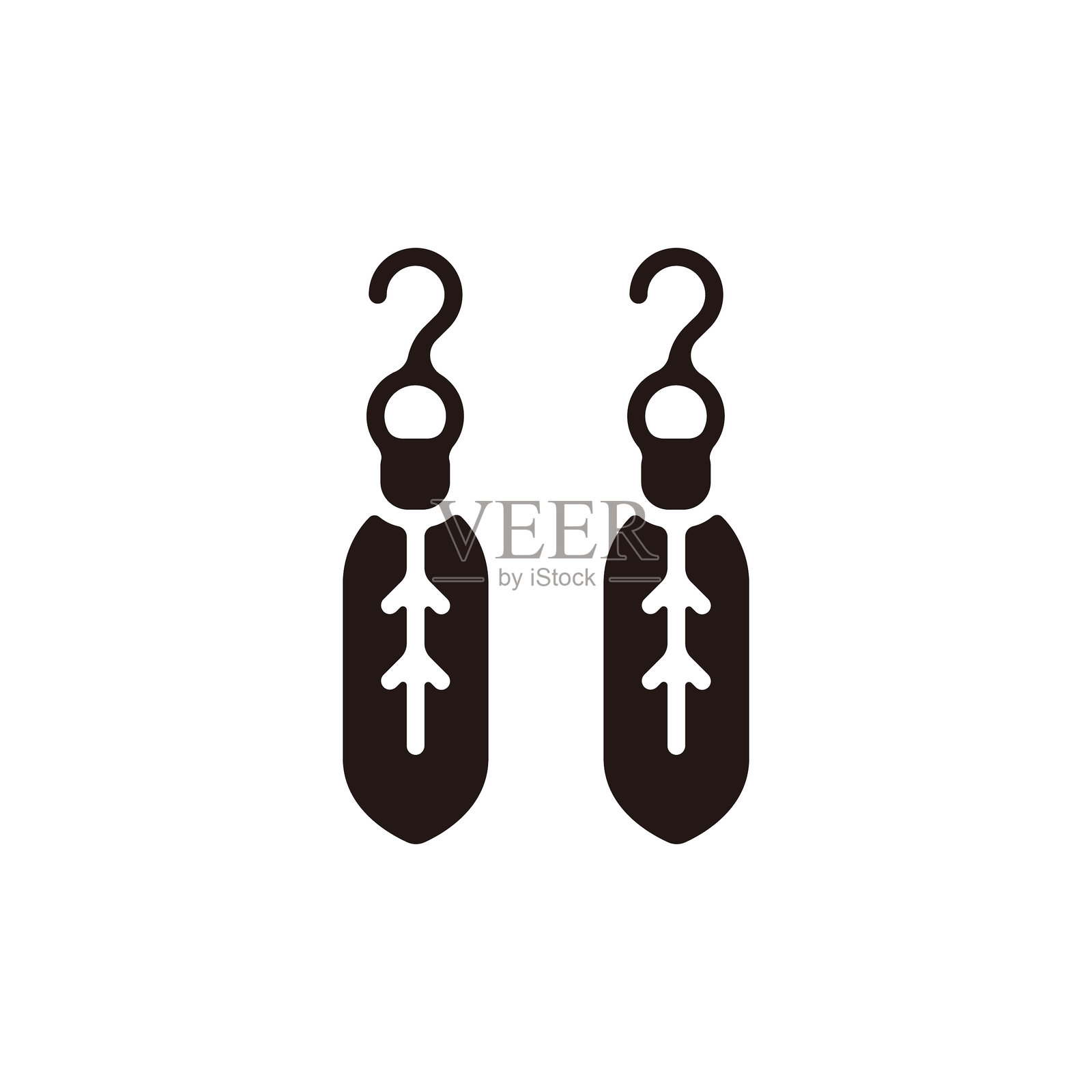 耳环图标。平面轮廓版本。插画图片素材