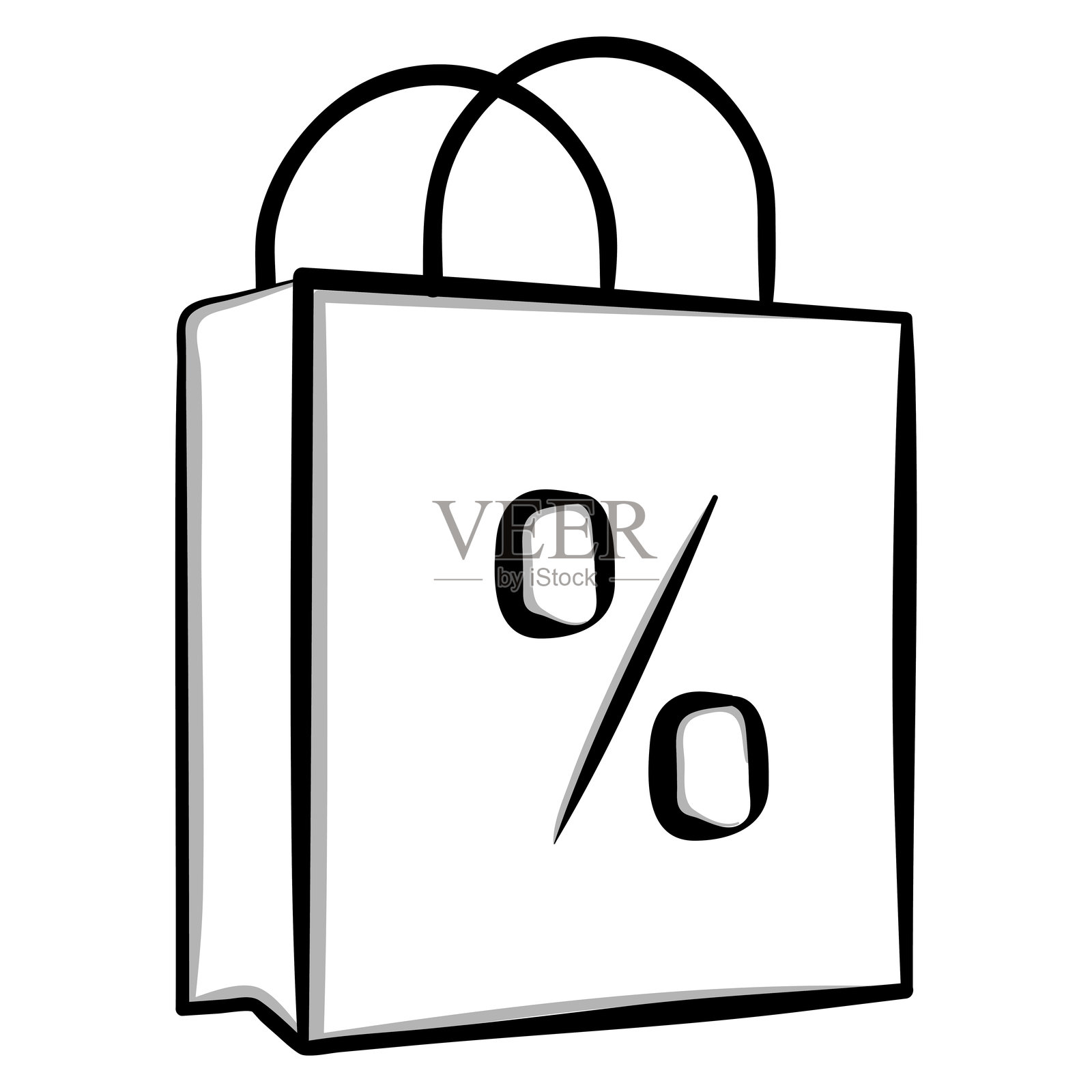 购物袋图标与百分比符号,矢量图插画图片素材