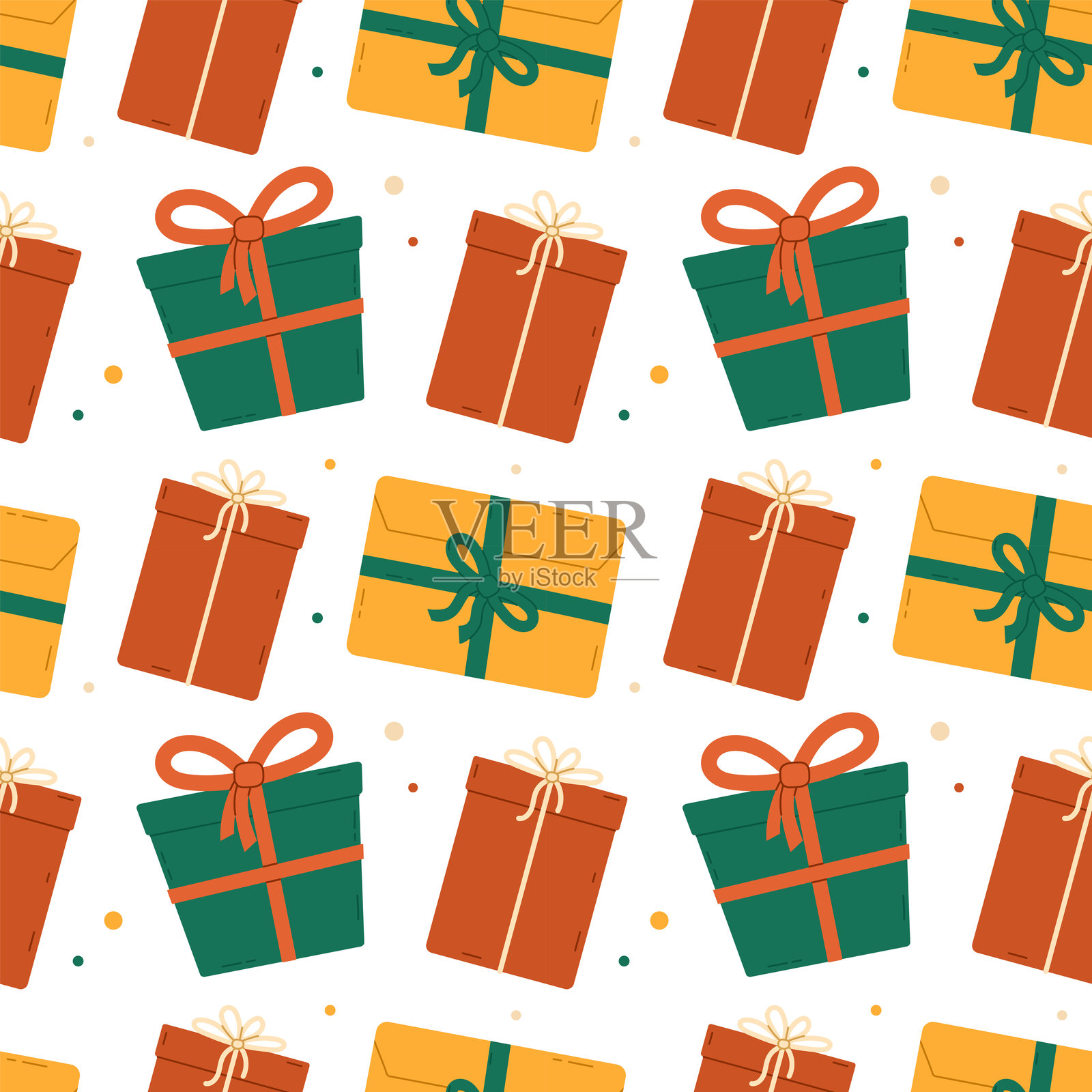 圣诞礼物无缝图案。平面矢量插图插画图片素材
