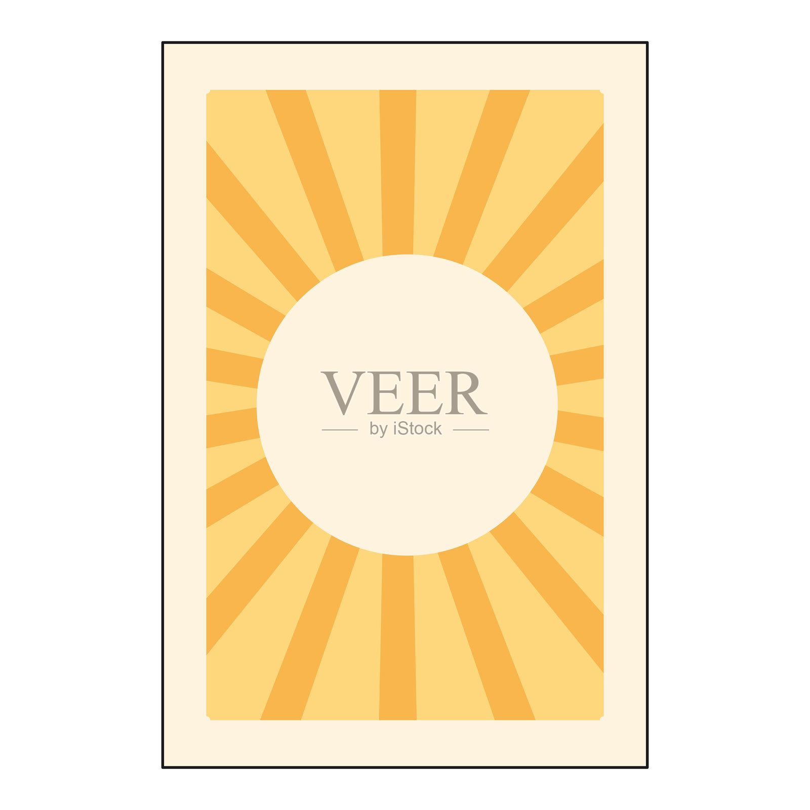 黄色阳光爆发海报,中心空白,矢量图插画图片素材