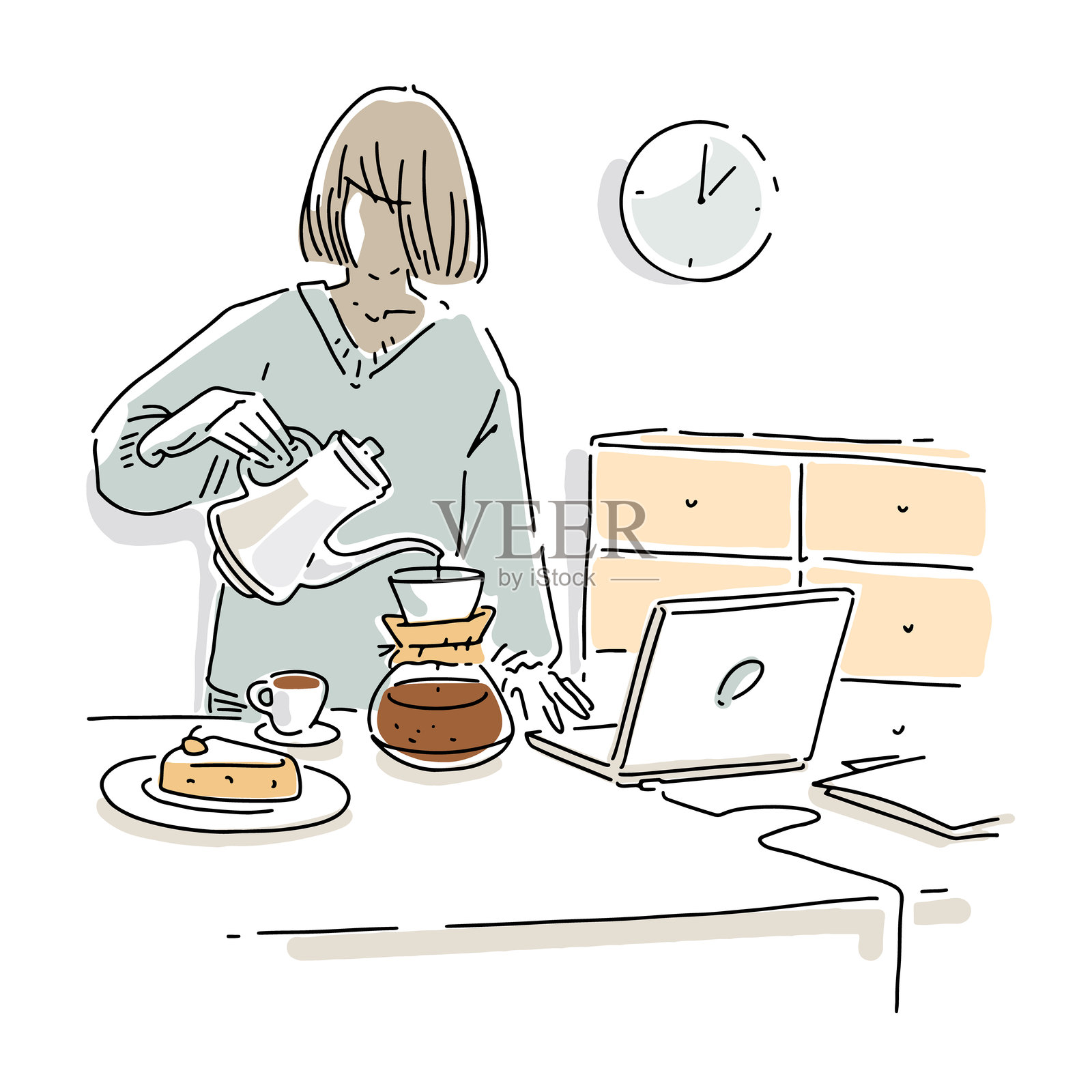 早晨咖啡仪式插画图片素材