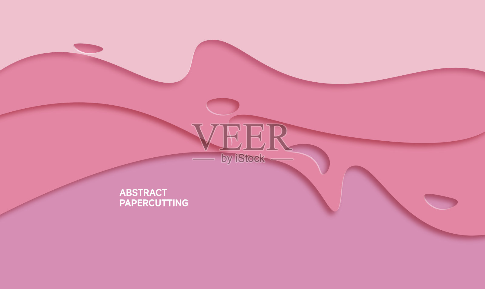 抽象粉色波浪平滑剪纸图案背景插画图片素材