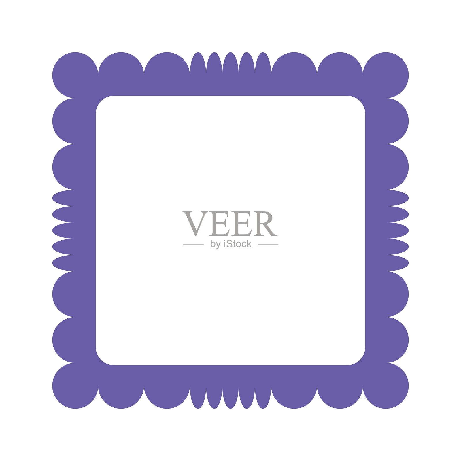 带有波纹边缘的彩色框架,孤立在白色背景上。波浪形简单的锯齿边框。插画图片素材