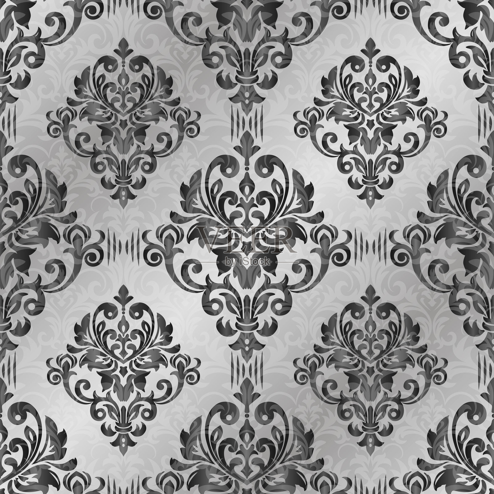 大马士革风格的无缝背景。插画图片素材