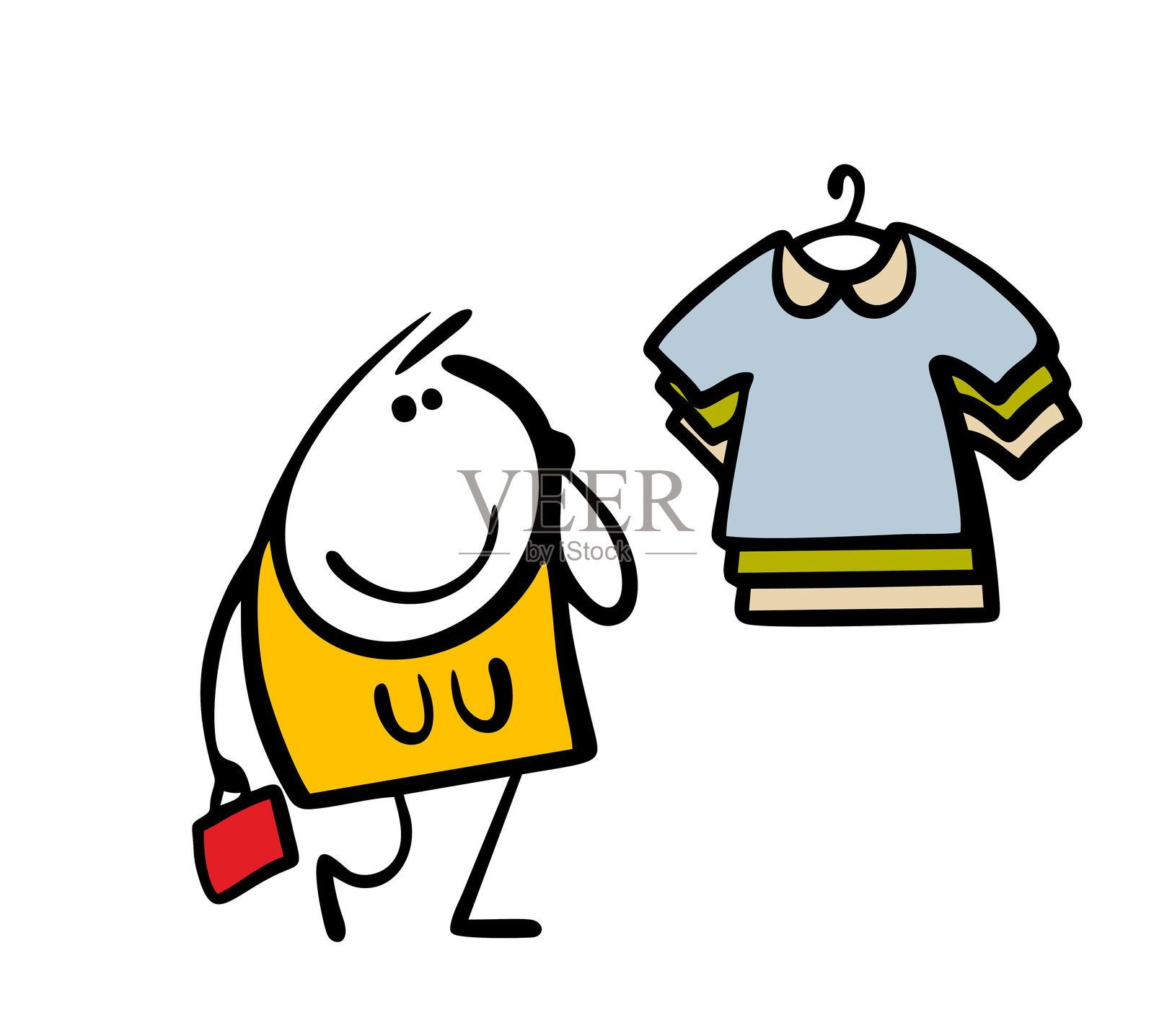 困惑的女性在服装店里愉快地看着一件连衣裙和一件毛衣。圣诞促销期间女性时尚和配饰选择的矢量插图。插画图片素材