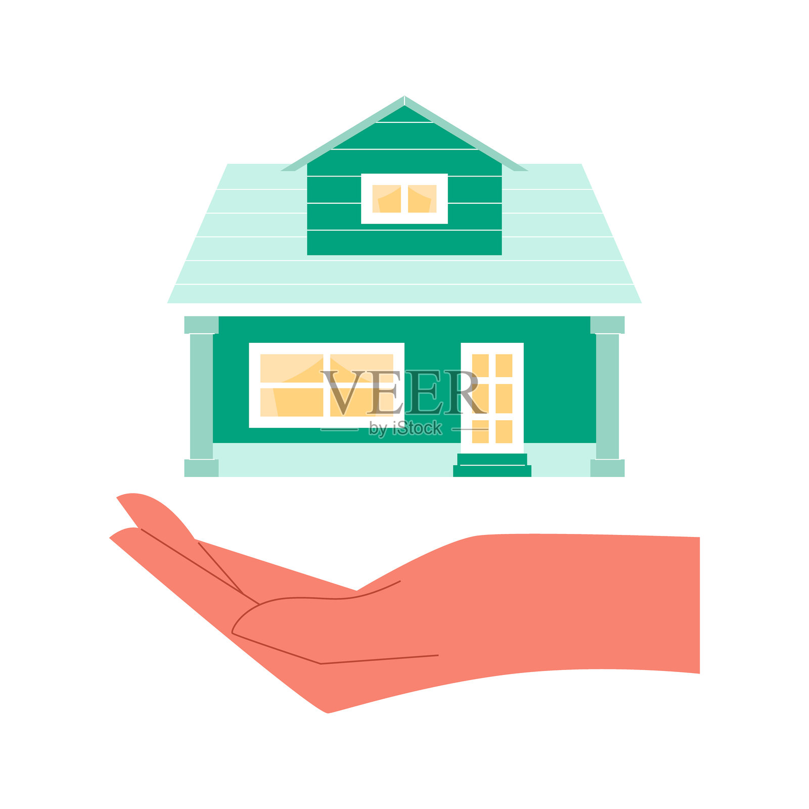 人手托起房子插画图片素材
