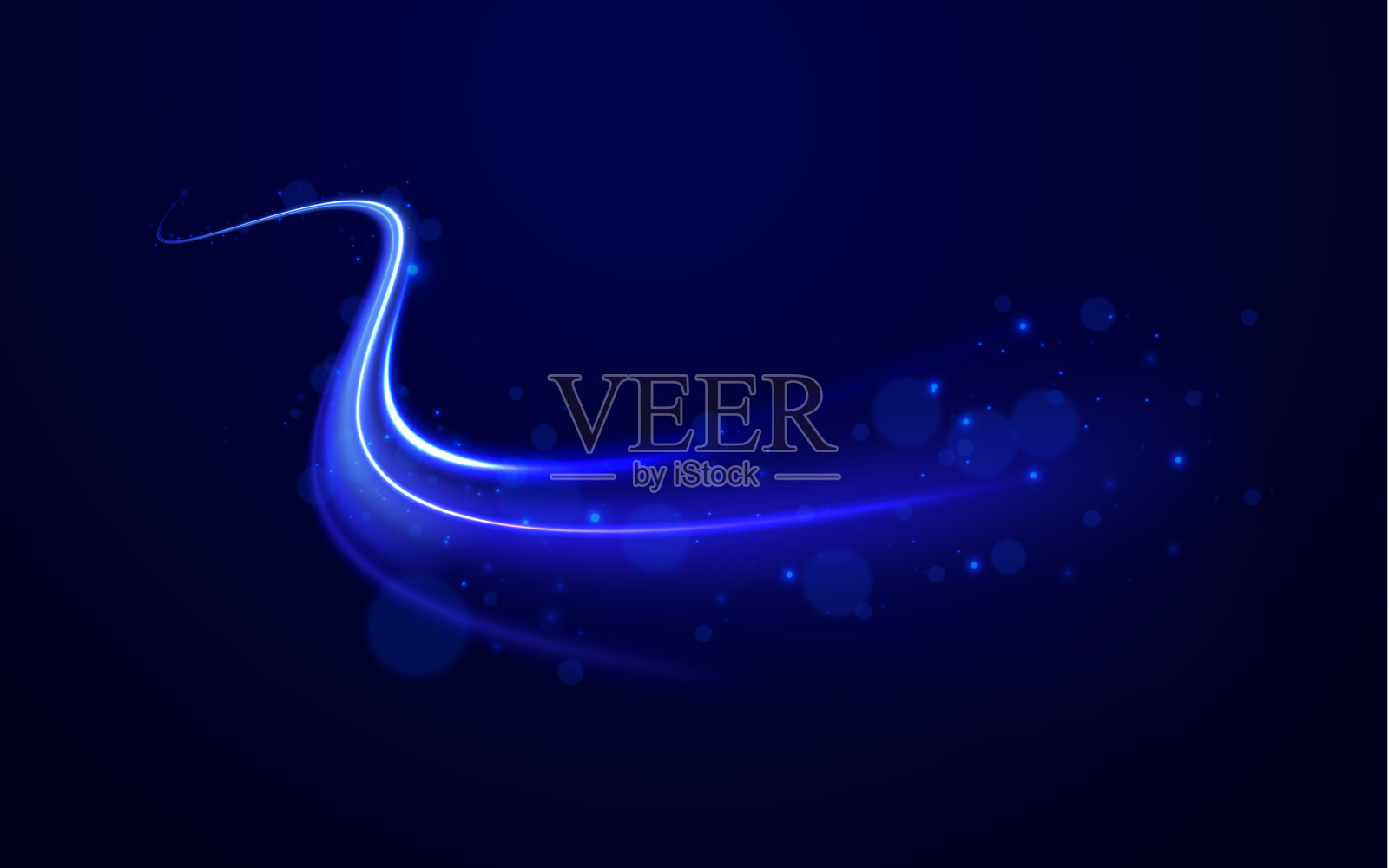 日常光辉效果。夜间高速运动模糊光效,蓝色线条。半圆波浪,光轨曲线旋转,光纤白炽png。明亮闪烁的背景矢量图。插画图片素材