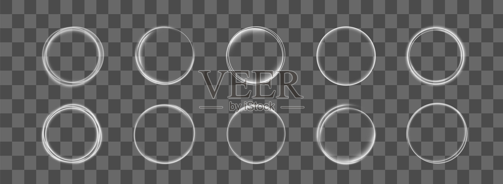 抽象圆形,白色发光线条背景。曲线白线光效。光冷旋风。插画图片素材