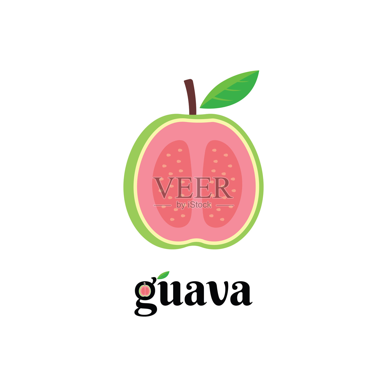 新鲜番石榴水果插图标志模板插画图片素材