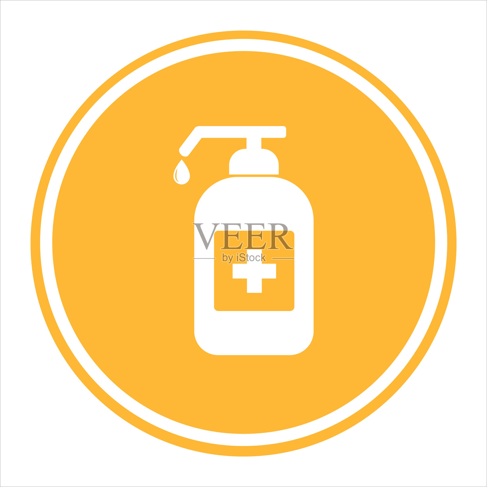 彩色背景上的洗手液瓶图标矢量符号。医疗护理图标插画图片素材