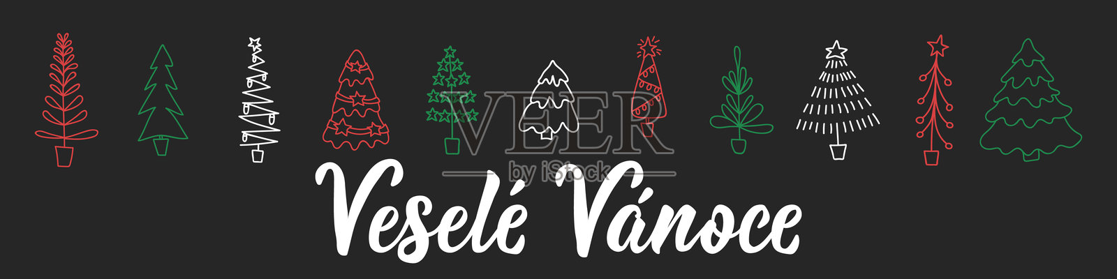 圣诞贺卡。祝您圣诞快乐。节日字母。Vesele Vanoce。插画图片素材