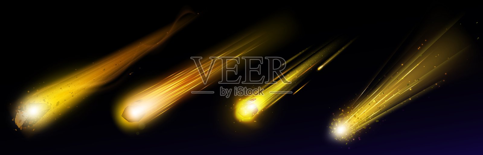 太空中彗星或小行星的火光轨迹矢量图插画图片素材