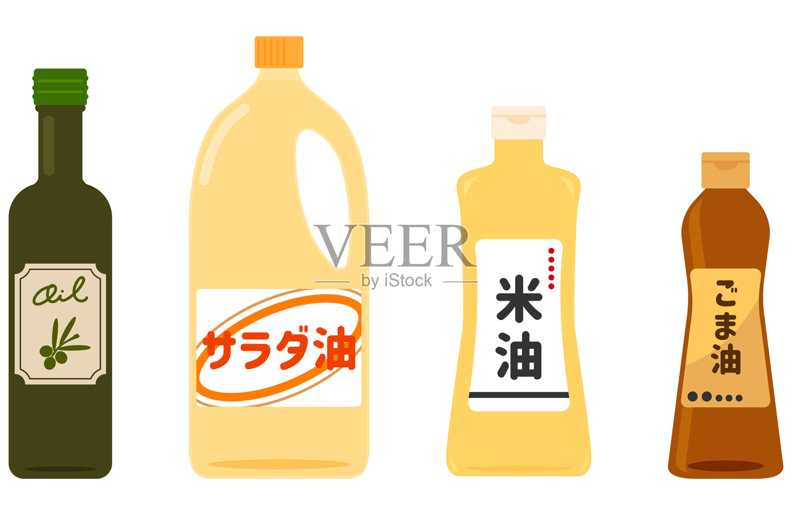 日本各种类型油的矢量插图集。插画图片素材
