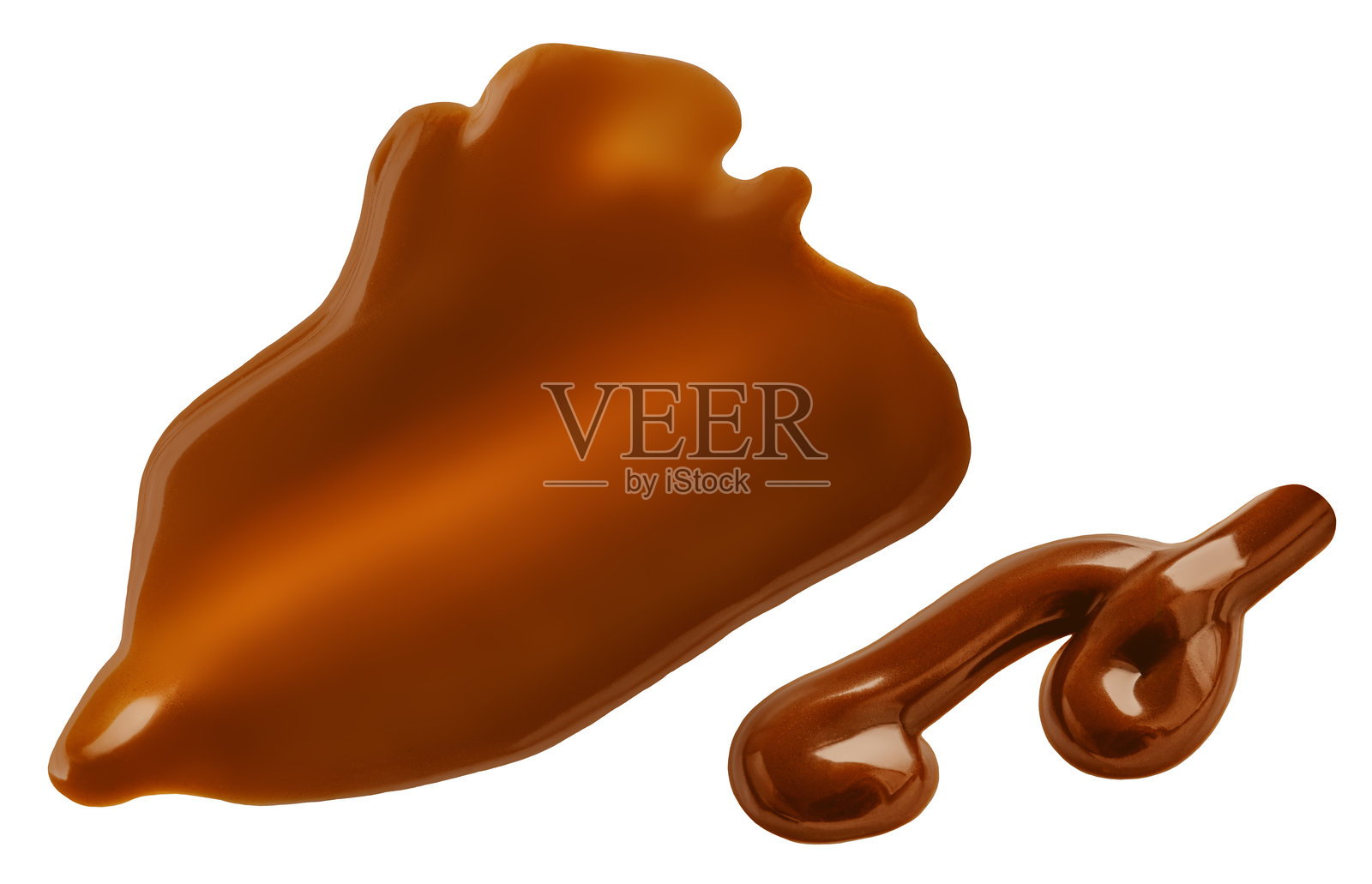 巧克力涂抹酱组合,孤立在白色背景上。融化的巧克力涂抹,榛子巧克力酱俯视图,平铺展示。照片摄影图片