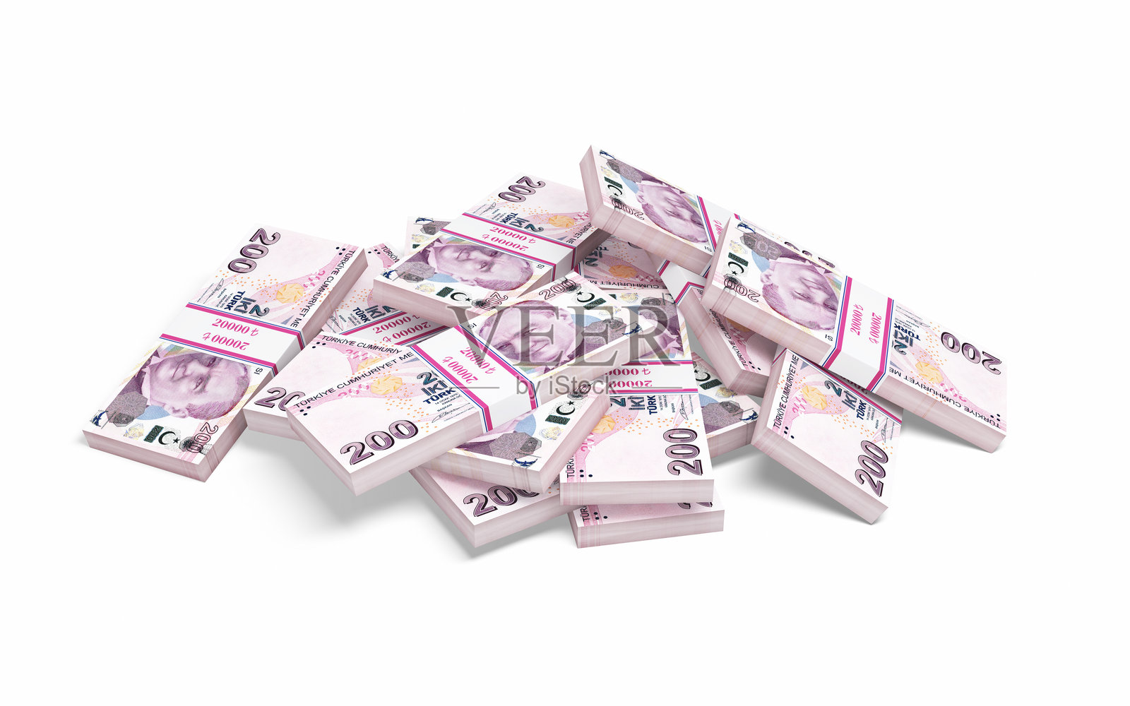 200土耳其里拉纸币,物体+阴影剪切路径照片摄影图片
